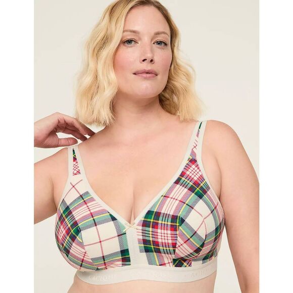 Cacique Plaid Christmas Lightly Lined No-Wire Bra Sz. 38H - Picture 1 of 11
